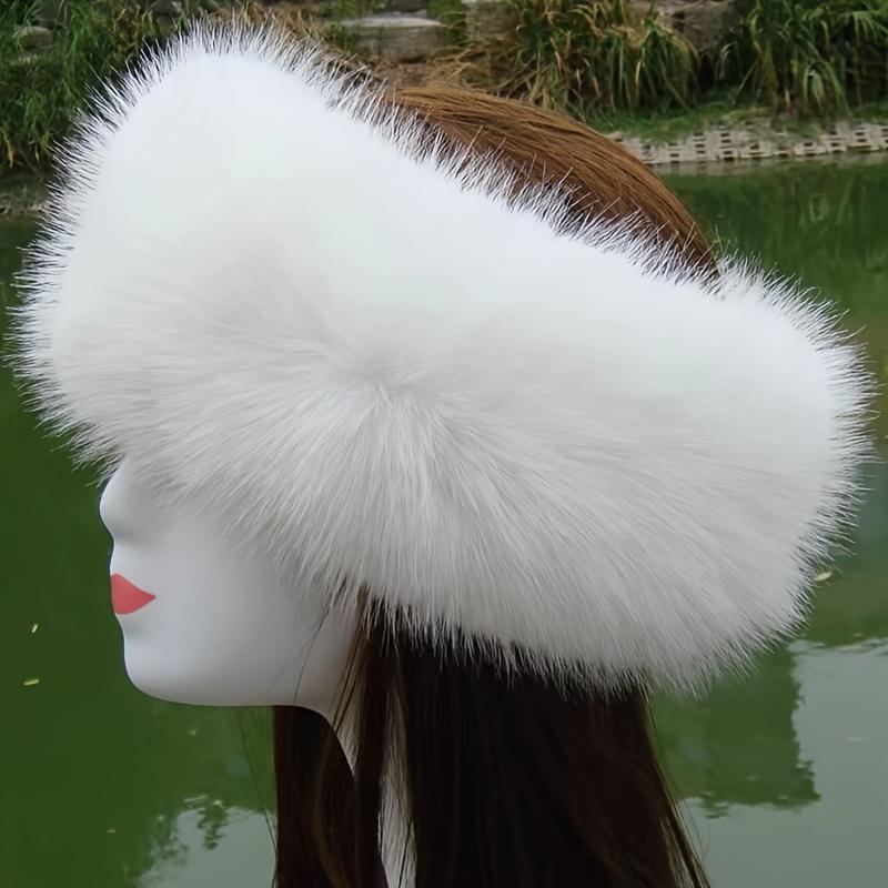 Fashion Imitation Leather Fur Headband-Women's Warm Polyester Winter Hat, Non-Stretch, Hand Wash, Fashion Forward Design with Plush Lining and Soft Ear Protection