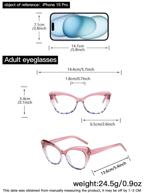 Tortoise Pattern Simple Eyeglasses for Everyday Use, Basic Cat Eye Frame Fashion Eyeglasses for Women & Men, Fashion Eyeglasses for Work, Perfect for Student Daily Use