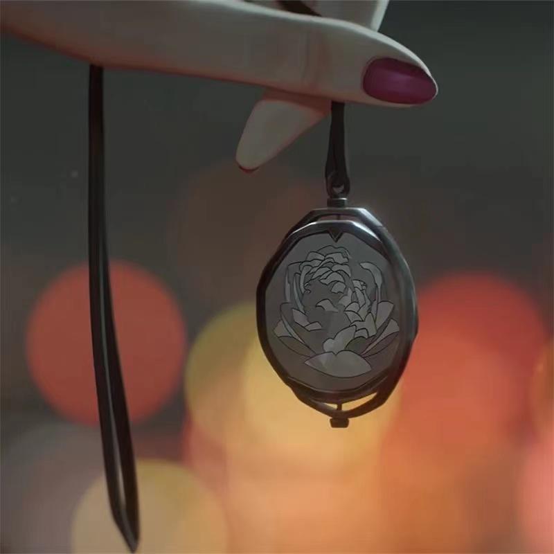 Arcane Season 2 Same Style Jinx Coen Ekko Head Portrait Rotating Blue Rose Pendant Necklace Lovers Friends Gifts League of Legends