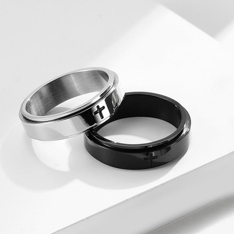 Rotatable decompression ring for male and female crosses men's ring