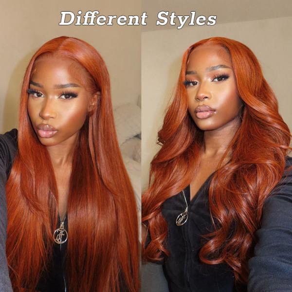 West Kiss Ready Go Glueless Wig Copper Orange Pre Cut Lace Body 7x4 Closure Wig Human Hair 13x4 Lace Front Wig Pre Plucked With Baby Hair