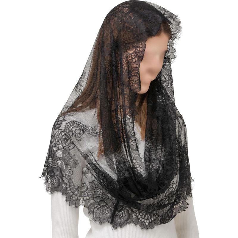 Lace vintage headscarf for ladies, soft embroidered lace veil for ladies birthday bride festive gift scarf