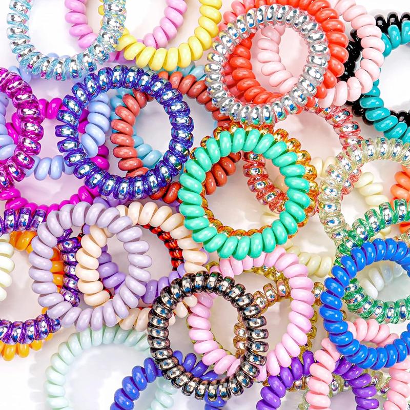 Spiral Hair Ties 40 Pack No Crease Multi Color  Phone Cord Hair Coils Hair Elastic Ties Hair Accessories for Women Girls