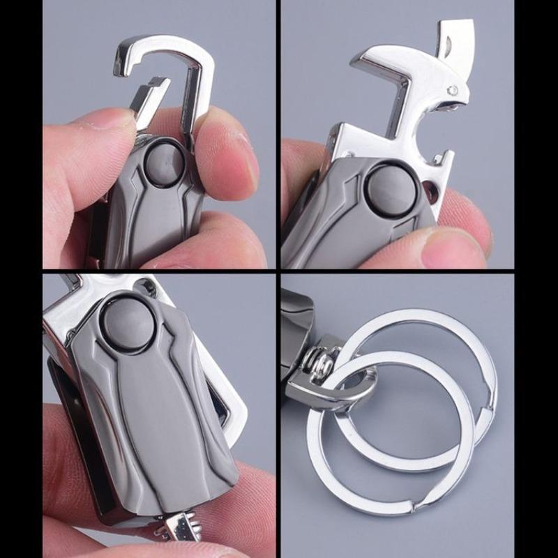 4 In 1 Car Key Chain, Portable Car Keychain, Multifunctional Car Key Ring Bottle Opener for Men & Women