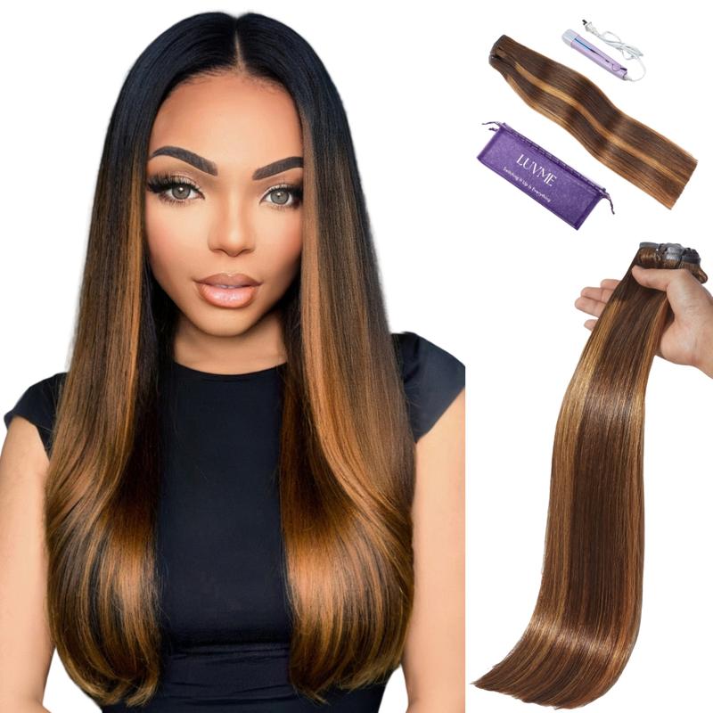 LUVME 100% Virgin Human Hair Extensions 135g Pack Straight, Body Wave, Kinky Curly, Yaki Straight Clip-In