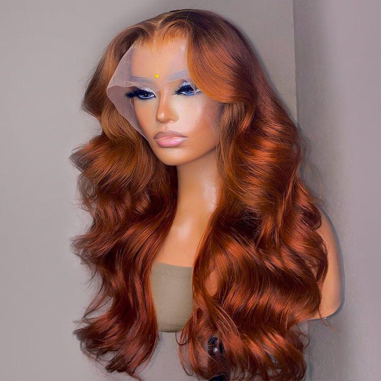 West Kiss Ready Go Glueless Wig Copper Orange Pre Cut Lace Body 7x4 Closure Wig Human Hair 13x4 Lace Front Wig Pre Plucked With Baby Hair