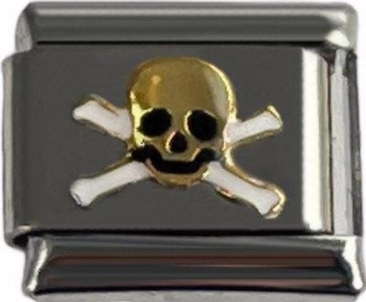 Italian Charm Link Skull and Crossbones Charm 9mm