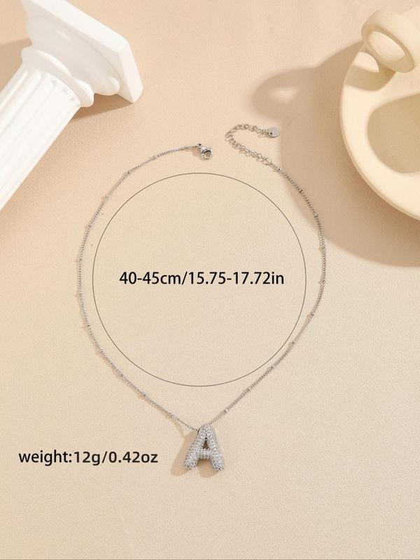 Fashion Rhinestone Letter Pendant Necklace for Women & Men Back To School, Y2k 2024 Summer New Skinny Chain Jewelry for Party, Daily Decor, Trendy All-match Accessory for Birthday Gift, Fall Outfits, Fall Freshness Fall Y2K