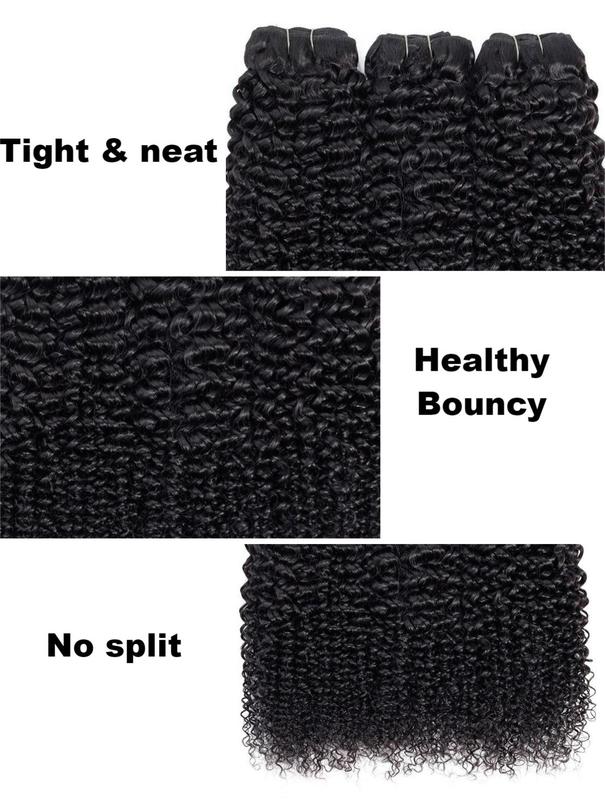 [Wequeen] Kinky Curly Human Hair Bundles Brazilian 100% Human Hair Budget Friendly 10A Grade Viral Hair Natural Black Color