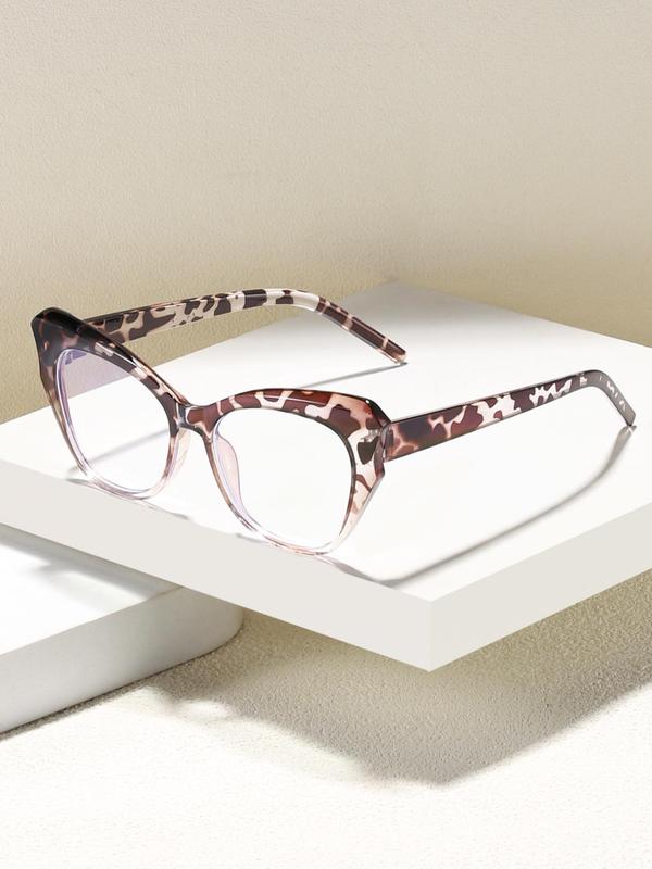 Tortoise Pattern Simple Eyeglasses for Everyday Use, Basic Cat Eye Frame Fashion Eyeglasses for Women & Men, Fashion Eyeglasses for Work, Perfect for Student Daily Use