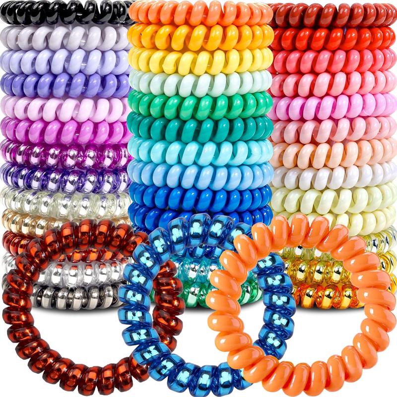 Spiral Hair Ties 40 Pack No Crease Multi Color  Phone Cord Hair Coils Hair Elastic Ties Hair Accessories for Women Girls