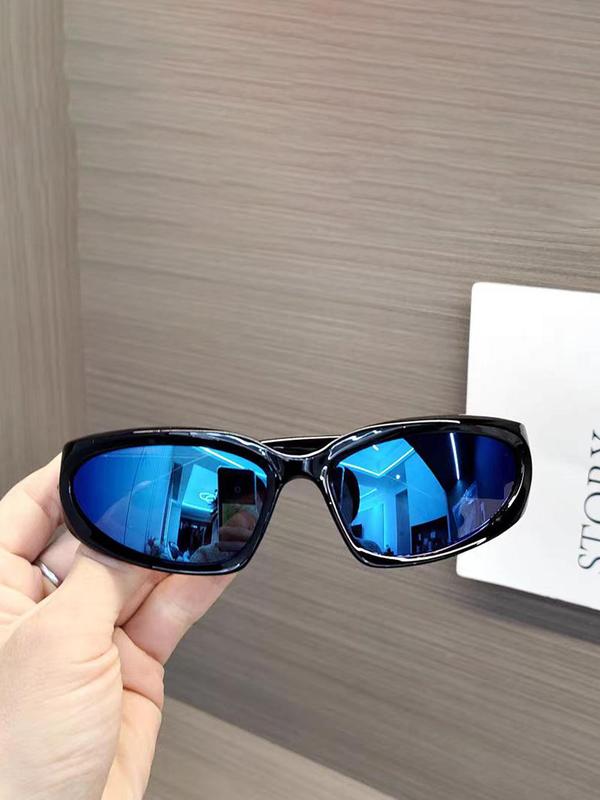 Punk Style Y2k Wraparound Frame Sunglasses, Trendy Casual Full Rim Sunglasses for Everyday Use, Fashion Accessories for Outdoor Activities