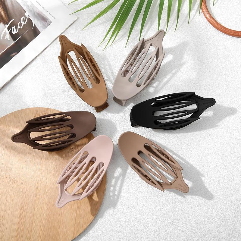 French Flat Hair Clips for Women - 6-piece suit Flat Claws for Thin Thick Hair Strong Hold No Slip Grip Hair Claw Clips for Women Girls (Morandi color series)