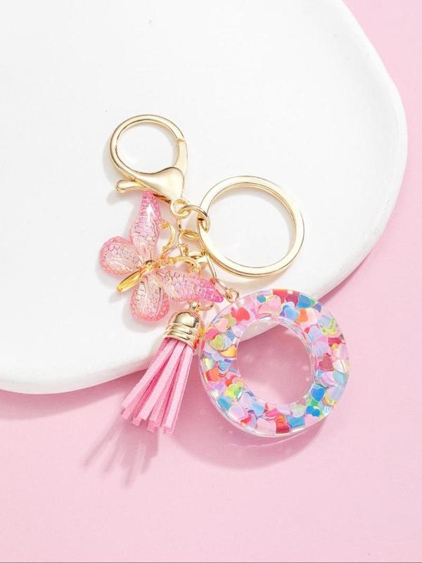 Butterfly & Letter Design Keychain, Cute Keychain for Women & Girls, Fashion Accessories for Daily Use, Trendy All-match & Exquisite Keychain for Birthday Gift