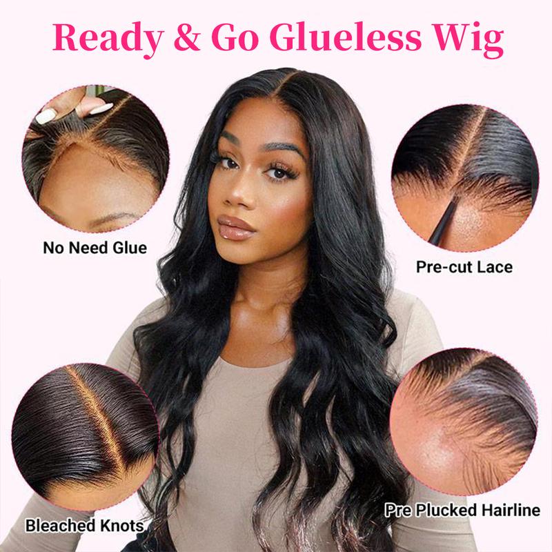 West Kiss Pre Cut Ready Go Glueless Wig Body Wave 7x4 Lace Closure Wig Human Hair 7x5 Closure Wig Pre Bleached Knots Pre Plucked With Baby Hair 250% Density Gluleless Wig Human Hair Wig For Women