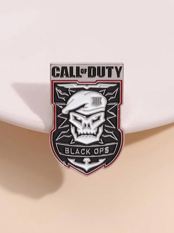 Call Of Duty Letter Design Brooch, Fashion Alloy Badge for Daily Clothing Decor, Trendy All-match & Exquisite Brooch for Birthday Gift