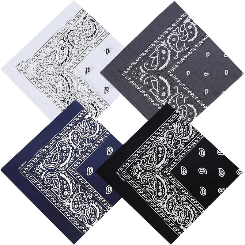 Cotton 27'' x 27'' Large Bandanas for Men & Women, Multi-Purpose Bandana Headbands, Square Head Scarf, Neutral Color