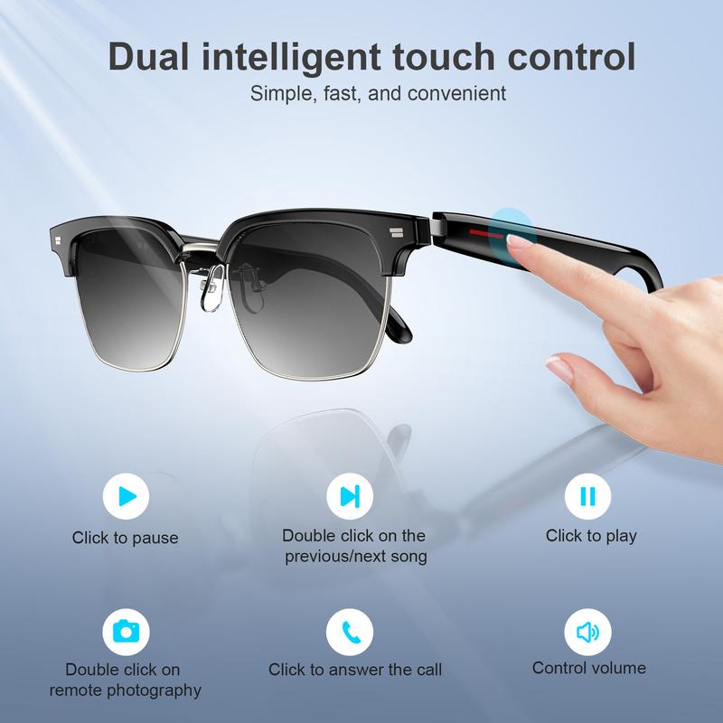 “Christmas Gift” Smart Glasses, Anti-Blue Light Glasses, Music Playback and HD Lenses, Voice-enabled Camera Control, Wireless Headset Sunglasses