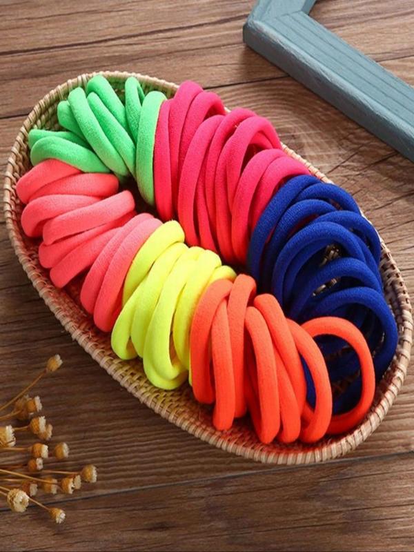 Plain Color Hair Ties As Gift for Girlfriend,  Trendy High Elasticity Rubber Band, Seamless No Crease Hair Small Ponytail Holders Scrunchies, Women Accessories