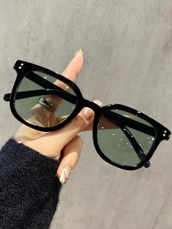 Unisex Vintage Square Frame Sunglasses, Trendy Casual Sunglasses for Travel Use, Fashion Accessories for Outdoor Activities