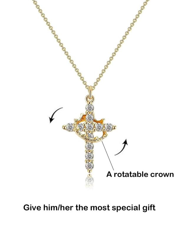 Tewiky Simple Crown Cross Necklace for Women Men Girls Pretty Necklace Daily Clothing Decor Trendy All-match Exquisite Jewelry Gift For Fall&Halloween