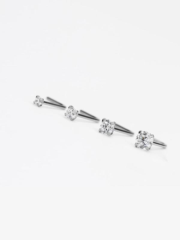 Rhinestone Decor Nose Studs Set, L Shaped Straight Nose Rings, Piercing Jewelry for Women & Men, Fashion Accessories for Party, Daily Clothing Decor