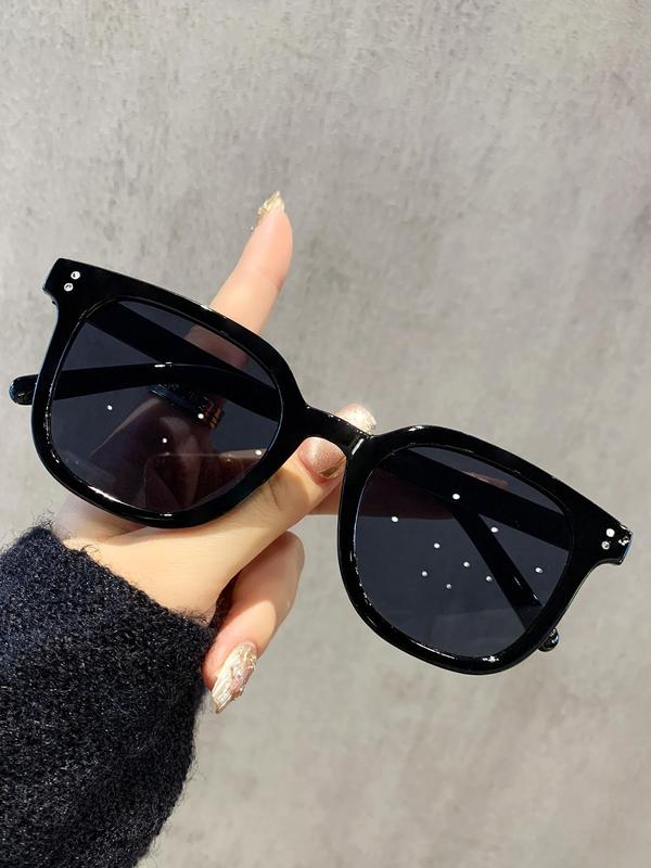 Unisex Vintage Square Frame Sunglasses, Trendy Casual Sunglasses for Travel Use, Fashion Accessories for Outdoor Activities