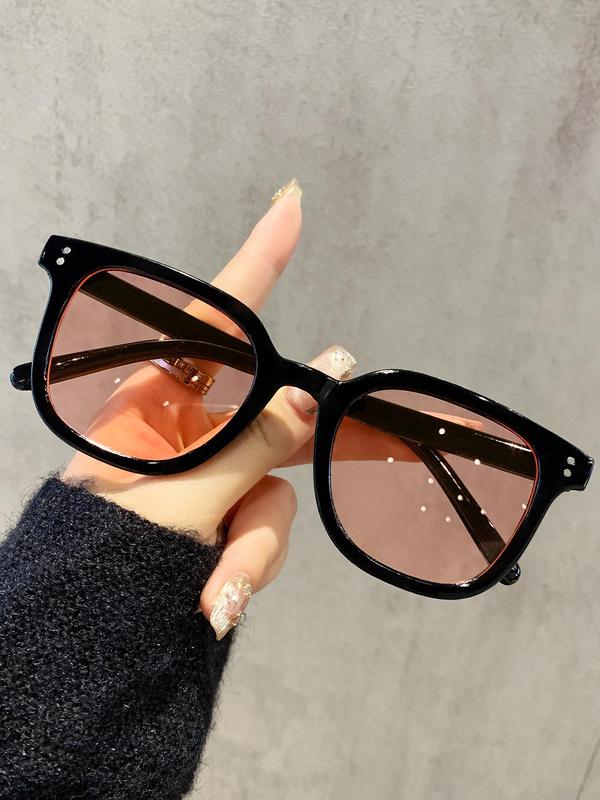 Unisex Vintage Square Frame Sunglasses, Trendy Casual Sunglasses for Travel Use, Fashion Accessories for Outdoor Activities