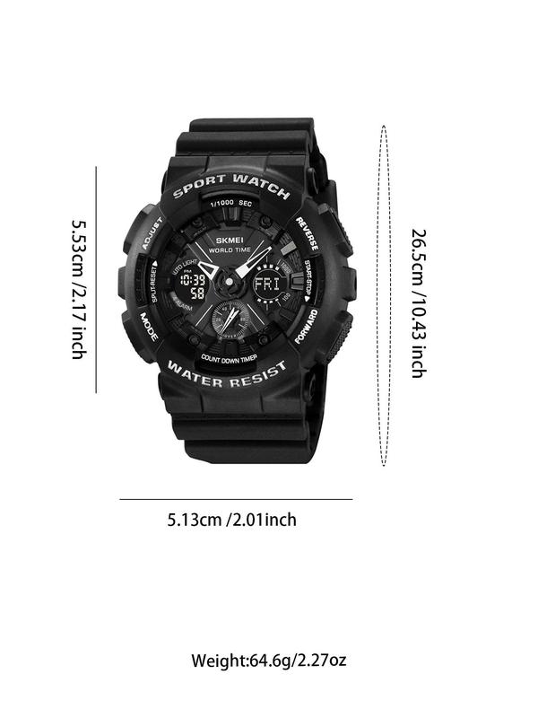 Men's Sportive Digital Watch, Fashionable Waterproof Digital Watch with Luminous Dial & Stopwatch Function, Trendy Watch for Daily Life for Birthday Gift