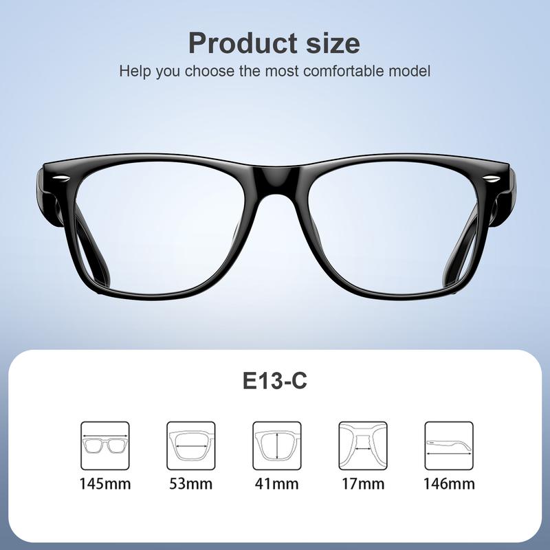 “Christmas Gift” Smart Glasses, Anti-Blue Light Glasses, Music Playback and HD Lenses, Voice-enabled Camera Control, Wireless Headset Sunglasses