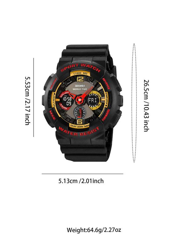 Men's Sportive Digital Watch, Fashionable Waterproof Digital Watch with Luminous Dial & Stopwatch Function, Trendy Watch for Daily Life for Birthday Gift