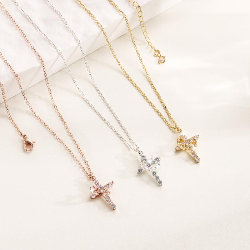 Tewiky Simple Crown Cross Necklace for Women Men Girls Pretty Necklace Daily Clothing Decor Trendy All-match Exquisite Jewelry Gift For Fall&Halloween