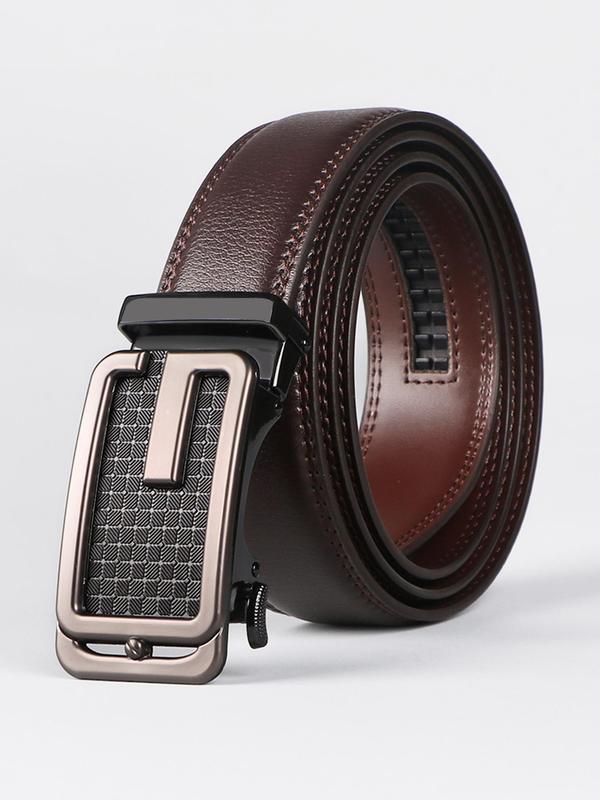 Men's Business Solid Color Automatic Buckle Belt, Fashion Belt for Party, Daily Clothing Decor, Trendy All-match & Exquisite Belt for Birthday Gift