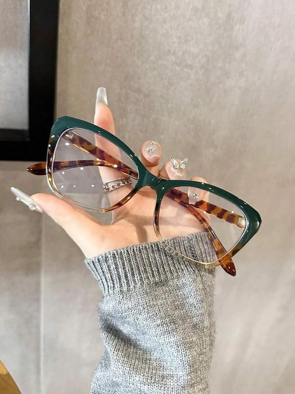 Unisex Vintage Leopard Pattern Glasses, Trendy Casual Cat Eye Frame Eyeglasses for Everyday Use, Fashion Accessories for Outdoor Activities