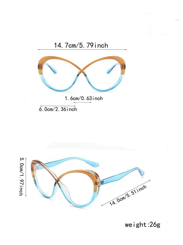 1 Pair Unisex Vintage Ombre Eyeglasses, Trendy Cat Eye Frame Eyeglasses For Blocking Blue Light, Fashionable Eyeglasses For Men & Women For Travel & Daily