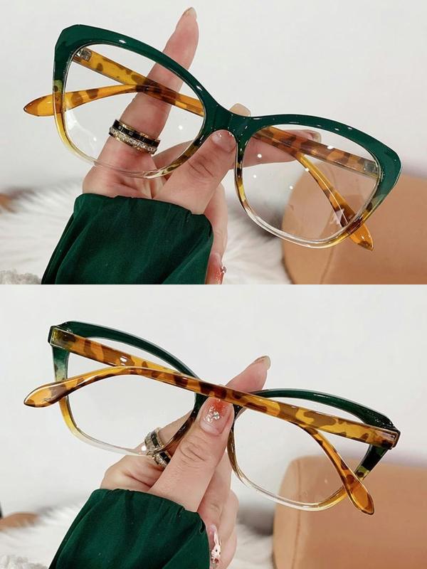 Unisex Vintage Leopard Pattern Glasses, Trendy Casual Cat Eye Frame Eyeglasses for Everyday Use, Fashion Accessories for Outdoor Activities