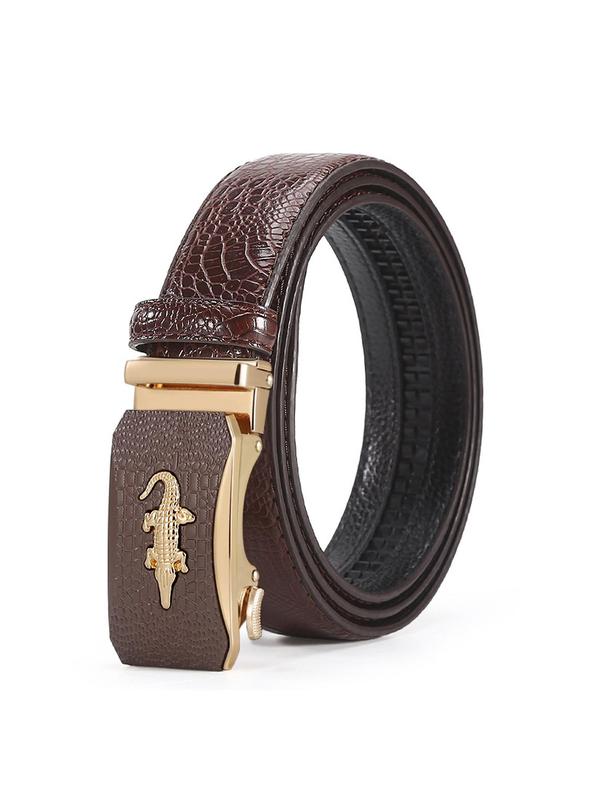 Men's Trendy Alloy Automatic Buckle Crocodile Pattern Belt, Business Casual Adjustable Belt for Work Office, Daily Clothing Decoration