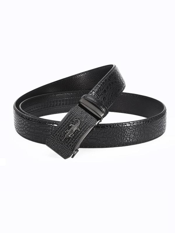 Men's Trendy Alloy Automatic Buckle Crocodile Pattern Belt, Business Casual Adjustable Belt for Work Office, Daily Clothing Decoration