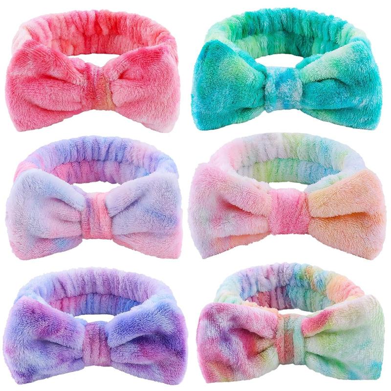 Skincare Headband, Spa Headband, Makeup Headband, Headband for Washing Face, Gift for Teen Girls, 6pack, Tie Dye Color Microfiber Headband, Elastic Headband for Woman, Girls