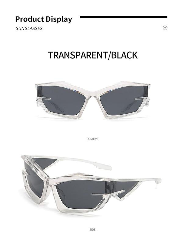 Unisex Punk Style Futuristic Frame Sunglasses, Trendy Y2k Sunglasses for Everyday Use, Fashion Accessories for Outdoor Activities