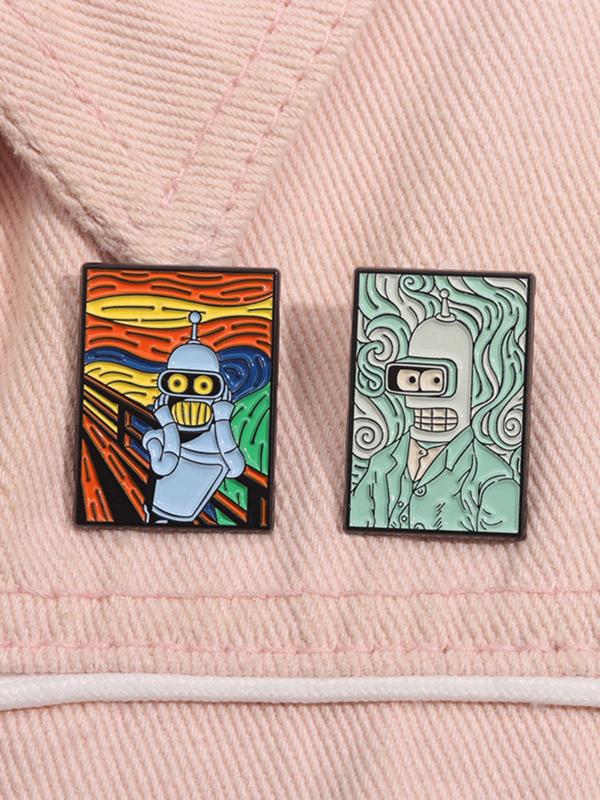 Creative Cartoon Robot Design Brooch Set, Fashionable Enamel Pin Suitable for Backpacks, Jeans, Scarves, Hats Decoration, Trendy All-match & Exquisite Brooch for Birthday Gift