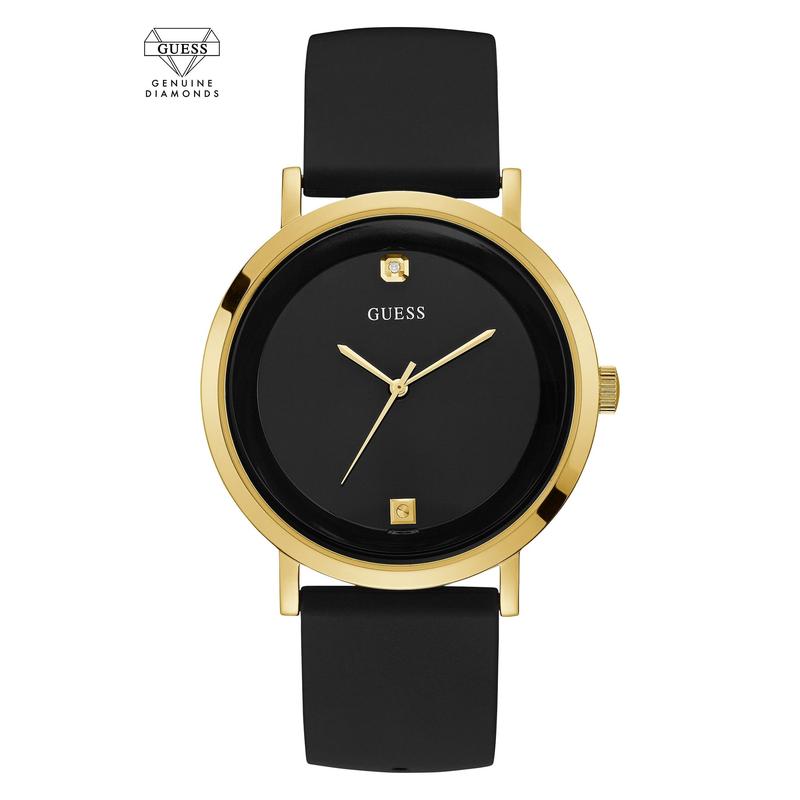 GUESS Male Black and Gold-Tone Analog Watch