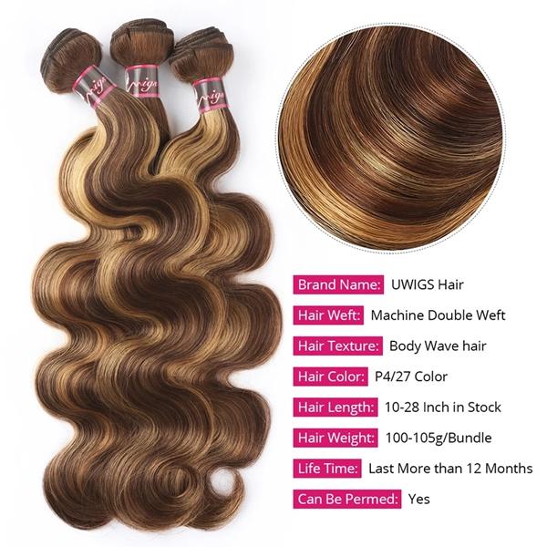 4 27 Highlight Body Wave Bundles Ombre Colored Human Hair Weave Bundles 1 3 4 Bundles Deal