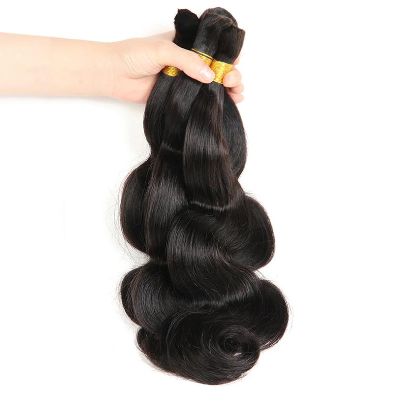 YGwigs Body Wave Bulk Braiding Hair Natural Black Human Hair Bundles Boho Braids - Cambodia Virgin Hair, Double Drawn, 100g Bundle