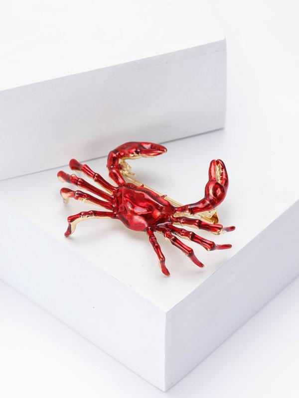 Creative Crab Design Brooch, Fashionable Animal Themed Brooch for Women & Men, Casual Party Accessories Gifts