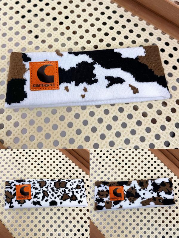 Fashionable Cow Print Workout Headband – Comfortable, Stretchable Sweatband for Men & Women, Ideal for Yoga, Running, Gym, and Daily Fitness  Cow Leopard Print Headband