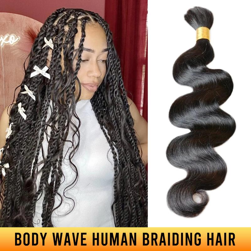 YGwigs Body Wave Bulk Braiding Hair Natural Black Human Hair Bundles Boho Braids - Cambodia Virgin Hair, Double Drawn, 100g Bundle