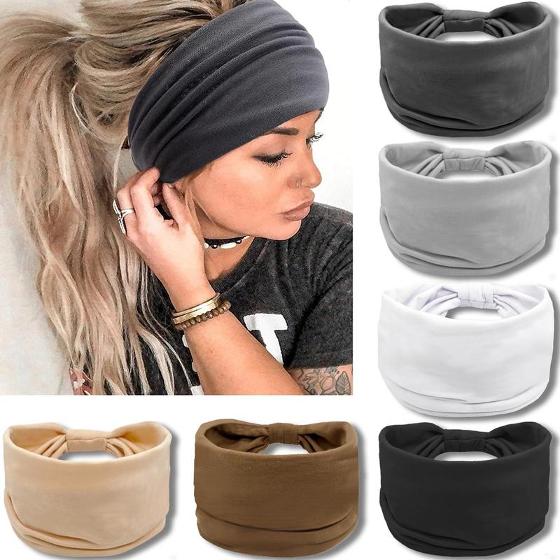 AISI HAIR Wide Headbands for Women Neutral Knotted Head Wraps Turbans, Large African Style Head Bands Hair Accessories, 6 Pack