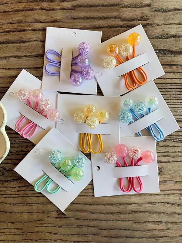 Cute Colorful Bubble Ball Design Hair Ties, 7 Counts High Stretch Hair Ties, Fashion Hair Accessories for Women & Girls