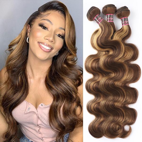 4 27 Highlight Body Wave Bundles Ombre Colored Human Hair Weave Bundles 1 3 4 Bundles Deal